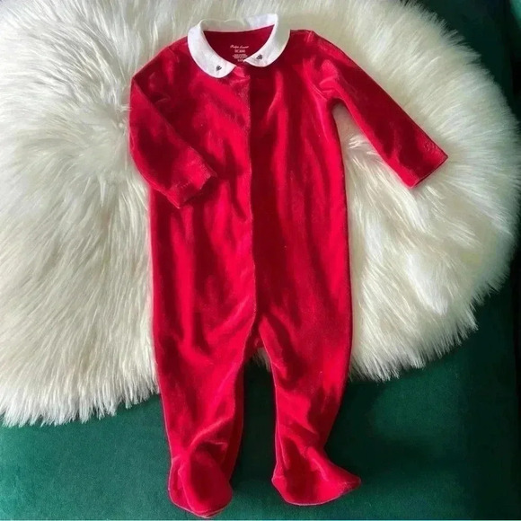 Ralph Lauren Velvet One Piece Onesie Sz 6 Months - Picture 1 of 8